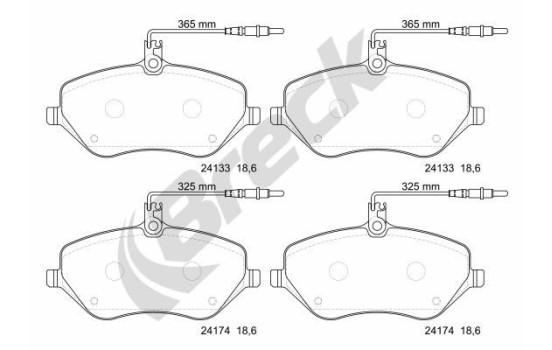 Brake pad set, disc brake 24133 00 701 10 Breck