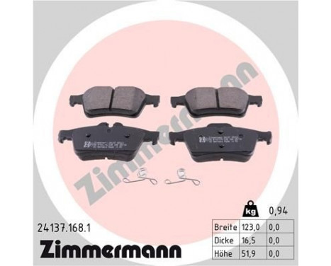 Brake Pad Set, disc brake 24137.168.1 Zimmermann