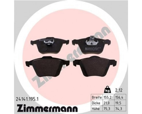 Brake Pad Set, disc brake 24141.195.1 Zimmermann