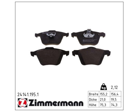 Brake Pad Set, disc brake 24141.195.1 Zimmermann, Image 2