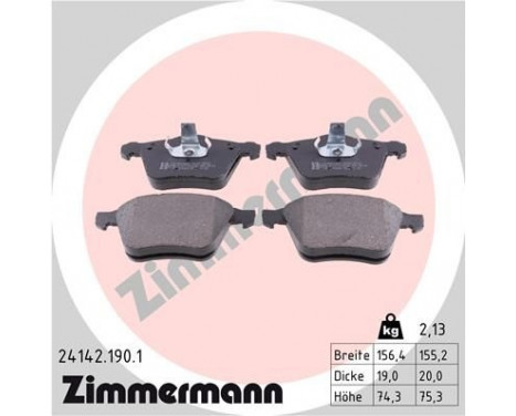 Brake Pad Set, disc brake 24142.190.1 Zimmermann