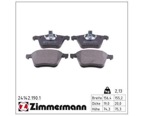 Brake Pad Set, disc brake 24142.190.1 Zimmermann, Image 2