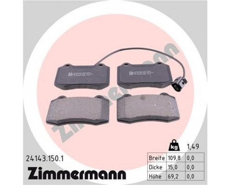 Brake Pad Set, disc brake 24143.150.1 Zimmermann