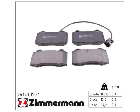 Brake Pad Set, disc brake 24143.150.1 Zimmermann, Image 2