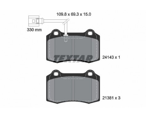 Brake Pad Set, disc brake 2414301 Textar