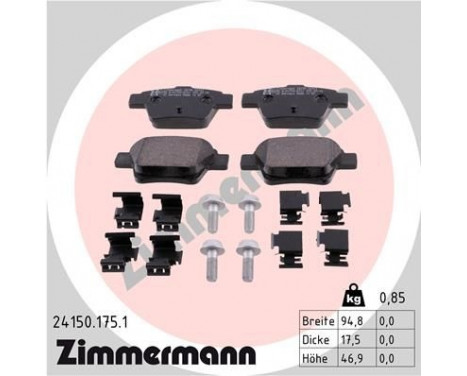 Brake Pad Set, disc brake 24150.175.1 Zimmermann