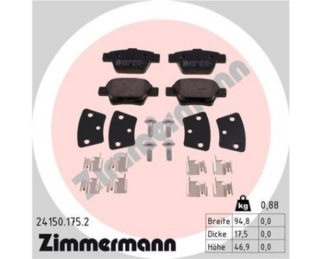 Brake Pad Set, disc brake 24150.175.2 Zimmermann