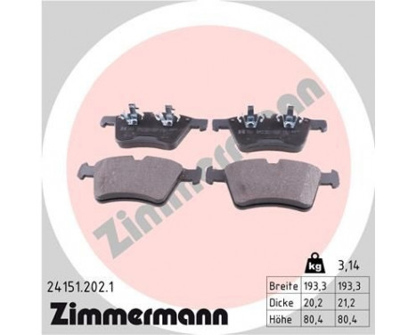 Brake Pad Set, disc brake 24151.202.1 Zimmermann