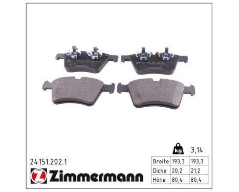 Brake Pad Set, disc brake 24151.202.1 Zimmermann, Image 2