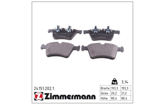 Brake Pad Set, disc brake 24151.202.1 Zimmermann, Image 2