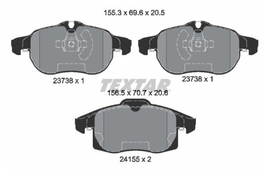 Brake Pad Set, disc brake 2415501 Textar, Image 2