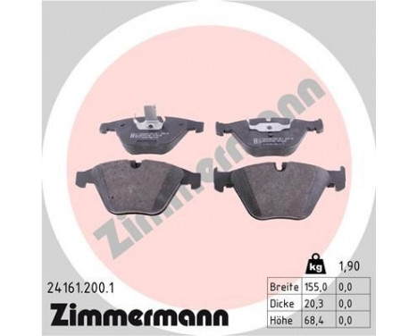 Brake Pad Set, disc brake 24161.200.1 Zimmermann, Image 2