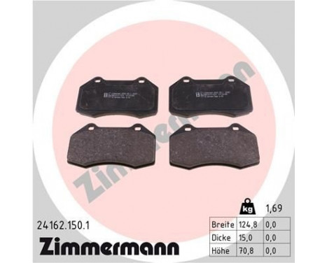 Brake Pad Set, disc brake 24162.150.1 Zimmermann