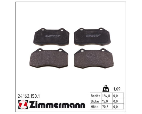 Brake Pad Set, disc brake 24162.150.1 Zimmermann, Image 2