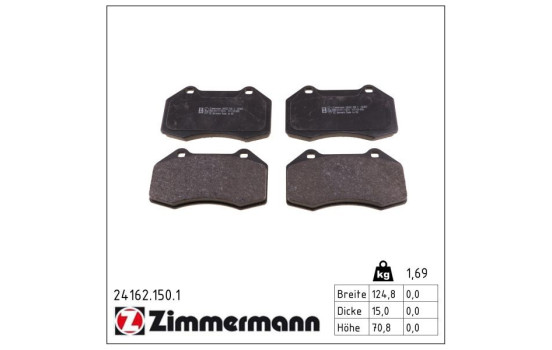 Brake Pad Set, disc brake 24162.150.1 Zimmermann, Image 2