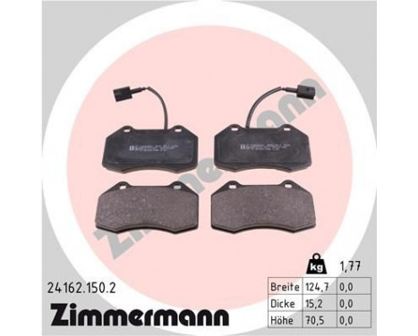 Brake Pad Set, disc brake 24162.150.2 Zimmermann