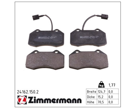 Brake Pad Set, disc brake 24162.150.2 Zimmermann, Image 2
