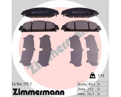 Brake Pad Set, disc brake 24164.175.1 Zimmermann