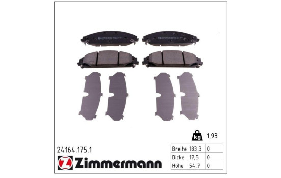 Brake Pad Set, disc brake 24164.175.1 Zimmermann, Image 2