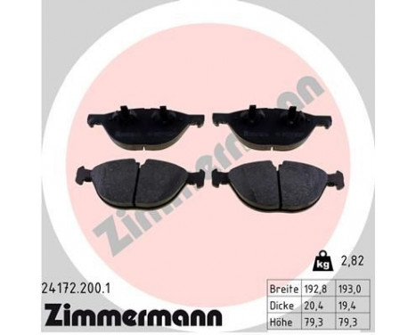 Brake Pad Set, disc brake 24172.200.1 Zimmermann, Image 2
