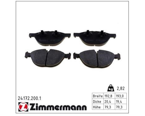 Brake Pad Set, disc brake 24172.200.1 Zimmermann, Image 2