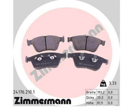 Brake Pad Set, disc brake 24176.210.1 Zimmermann, Image 2