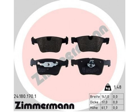 Brake Pad Set, disc brake 24180.170.1 Zimmermann, Image 2