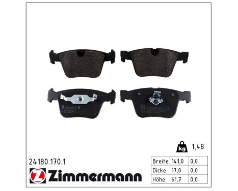Brake Pad Set, disc brake 24180.170.1 Zimmermann, Image 2