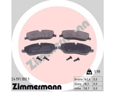 Brake Pad Set, disc brake 24191.180.1 Zimmermann, Image 2