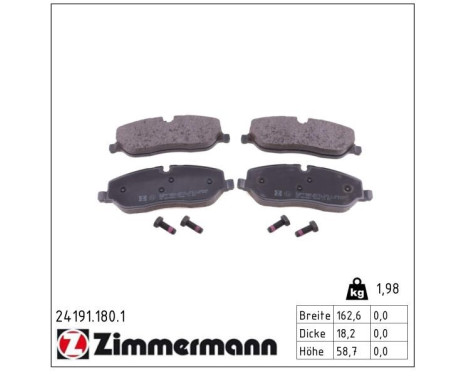 Brake Pad Set, disc brake 24191.180.1 Zimmermann, Image 2