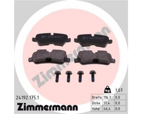 Brake Pad Set, disc brake 24192.175.1 Zimmermann