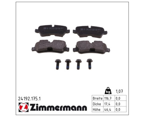 Brake Pad Set, disc brake 24192.175.1 Zimmermann, Image 2