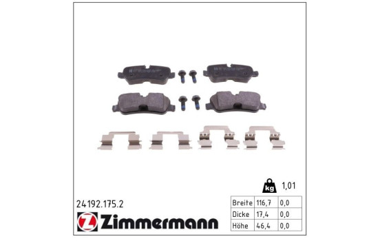 Brake Pad Set, disc brake 24192.175.2 Zimmermann, Image 2