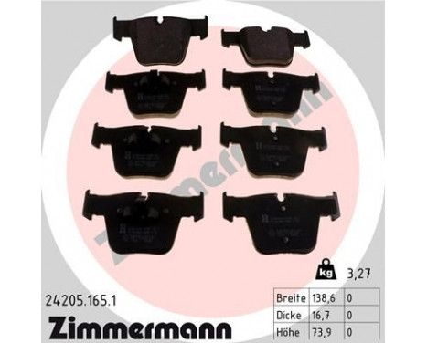 Brake Pad Set, disc brake 24205.165.1 Zimmermann