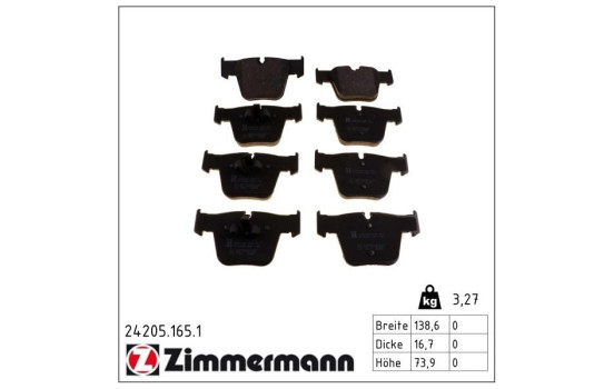 Brake Pad Set, disc brake 24205.165.1 Zimmermann, Image 2