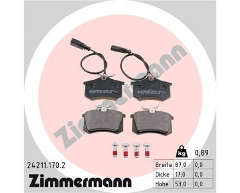 Brake Pad Set, disc brake 24211.170.2 Zimmermann