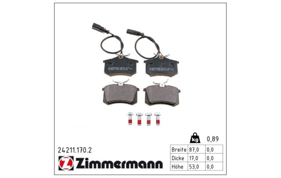 Brake Pad Set, disc brake 24211.170.2 Zimmermann, Image 2