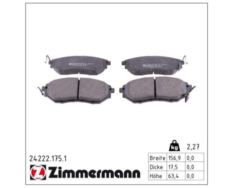 Brake Pad Set, disc brake 24222.175.1 Zimmermann, Image 2