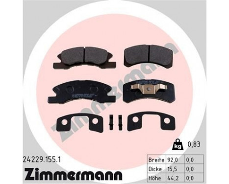 Brake Pad Set, disc brake 24229.155.1 Zimmermann, Image 2