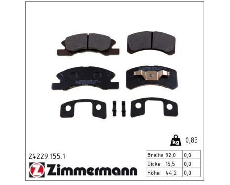 Brake Pad Set, disc brake 24229.155.1 Zimmermann, Image 2