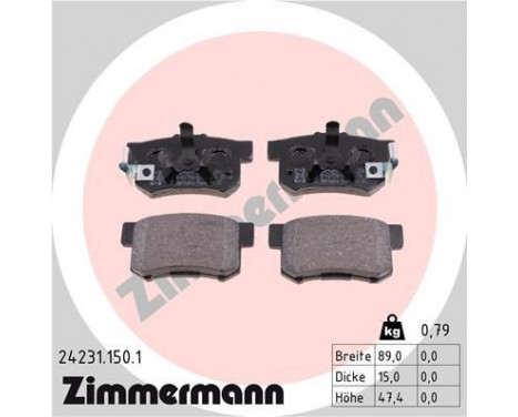 Brake Pad Set, disc brake 24231.150.1 Zimmermann, Image 2