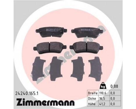 Brake Pad Set, disc brake 24240.165.1 Zimmermann