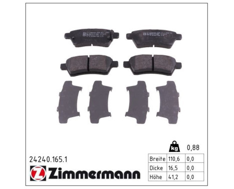 Brake Pad Set, disc brake 24240.165.1 Zimmermann, Image 2