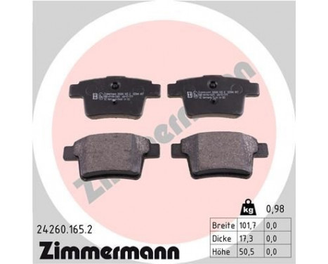 Brake Pad Set, disc brake 24260.165.2 Zimmermann