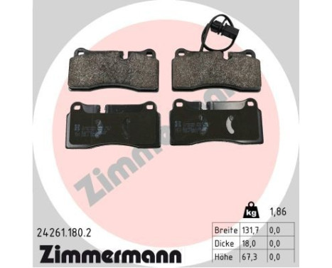 Brake Pad Set, disc brake 24261.180.2 Zimmermann