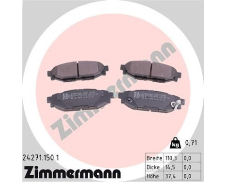 Brake Pad Set, disc brake 24271.150.1 Zimmermann, Image 2