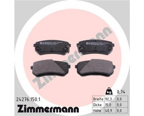 Brake Pad Set, disc brake 24276.150.1 Zimmermann