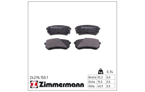 Brake Pad Set, disc brake 24276.150.1 Zimmermann, Image 2