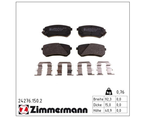 Brake Pad Set, disc brake 24276.150.2 Zimmermann, Image 2