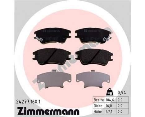 Brake Pad Set, disc brake 24277.160.1 Zimmermann